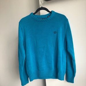 Vintage Chaps 90s Bright Blue Knit Cotton Crewneck Sweater Size M